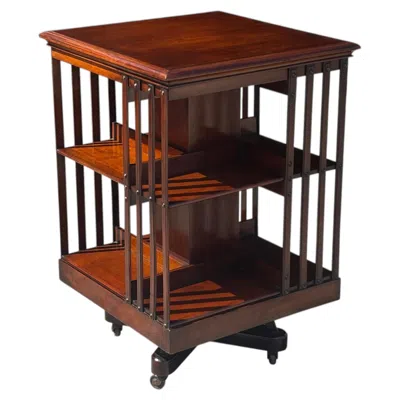 Pre-owned 1stdibs 19th Century Victorian Period Mahogany Two-tier Revolving Bookcase In Brown