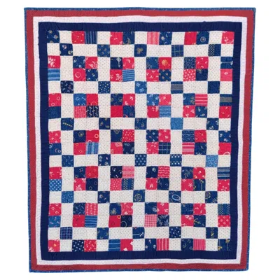 Pre-owned 1stdibs 19thc Red, White & Blue Four Patch Mounted Crib Quilt