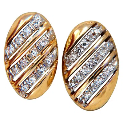 Pre-owned 1stdibs .20 Carat Natural Round Diamonds Oval Striped Earrings 14 Karat* In Multi