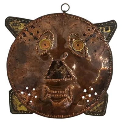 Pre-owned 1stdibs 20th Century Folk Art Cat Face Bird Scarer In Brown