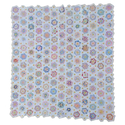Pre-owned 1stdibs 20thc Mini Pieced Flower Garden Quilt In Gray