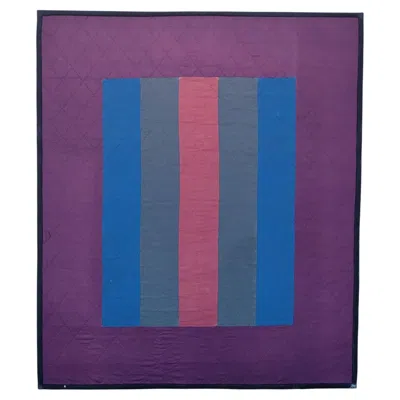 Pre-owned 1stdibs 20thc Mounted Amish Lancaster Co., Pa. Bars Crib Quilt In Purple