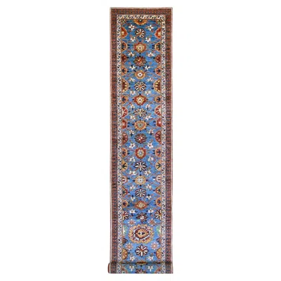 Pre-owned 1stdibs 2'10"x19'3" Blue Aryana Grade Mahal All Over Design Hand Knotted Wool Runner Rug