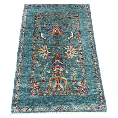 Pre-owned 1stdibs 2'10"x4'3" Blue Afghan Sultani With All Over Design Hand Knotted Wool Mat Rug