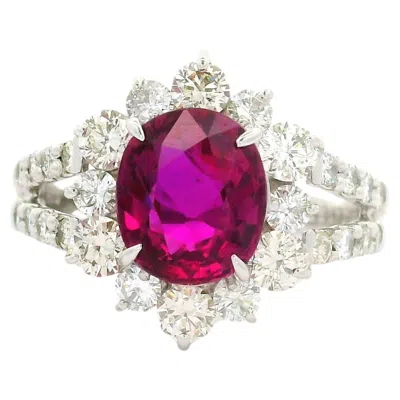 Pre-owned 1stdibs 2.13 Carat No-heat Ruby Diamond Platinum Halo Ring, Gia Certified In Multi