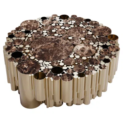 Pre-owned 1stdibs 21st Century Brass Wanderlust Center Table Marble Made In Portugal By Malabar In Brown