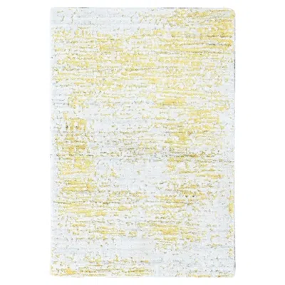 Pre-owned 1stdibs 2'1"x3' Yellow Modern Design Wool And Silk Hand Loomed Textured Pile Mat Rug