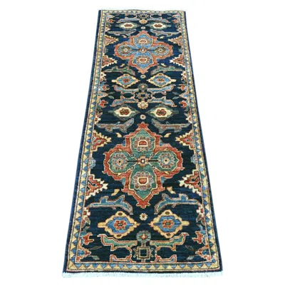 Pre-owned 1stdibs 2'1"x6' Yale Blue Northwest Persian Design Hand Knotted Soft Wool Runner Rug