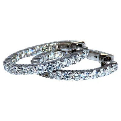 Pre-owned 1stdibs 2.20 Carat Natural Diamond Hoop Earrings 14 Karat White Gold*