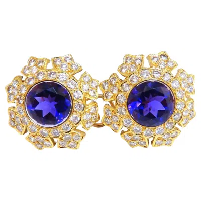 Pre-owned 1stdibs 23.50ct Natural Round Bright Purple Diamond Clip Earrings 18kt