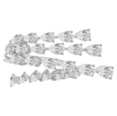 Pre-owned 1stdibs 2.40 Carat Diamond Graduated Cluster Ring 18k White Gold Handmade Jewelry