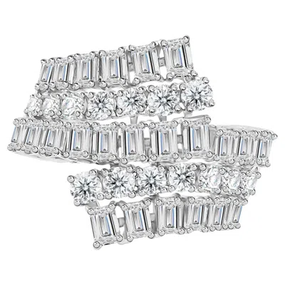 Pre-owned 1stdibs 2.40 Carat Round Emerald Cut Diamond Cocktail Ring 18k White Gold