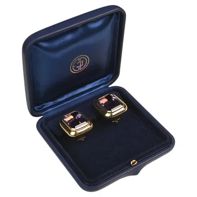 Pre-owned 1stdibs 25 Carat Emerald Cut Amethyst Earrings. 18k Yellow Gold Clip Back Earrings