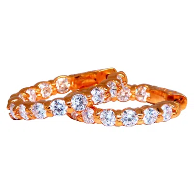 Pre-owned 1stdibs 2.61ct Natural Round Diamond Hoop Earrings 14kt 23mm Button & Share Prong +* In Multi