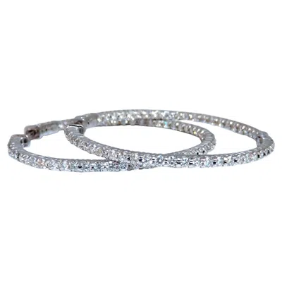 Pre-owned 1stdibs 2.68 Carat Natural Round Diamond Hoop Earrings 14 Karat Single Share Prong* In Multi