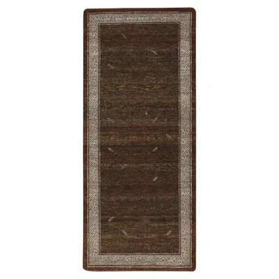 Pre-owned 1stdibs 2'6"x6' Brown Khotan Influence All Over Design Hand Knotted Wool Runner Rug