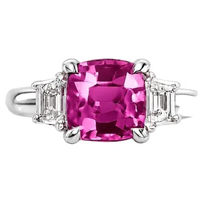 Pre-owned 1stdibs 2.74 Carat Pink Sapphire & Diamond Ring In Platinum