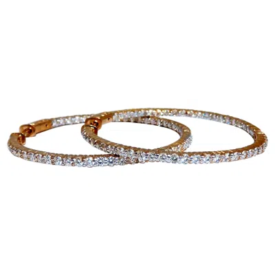 Pre-owned 1stdibs 2.75 Carat Natural Round Diamond Hoop Earrings 14 Karat Single Share Prong* In Multi