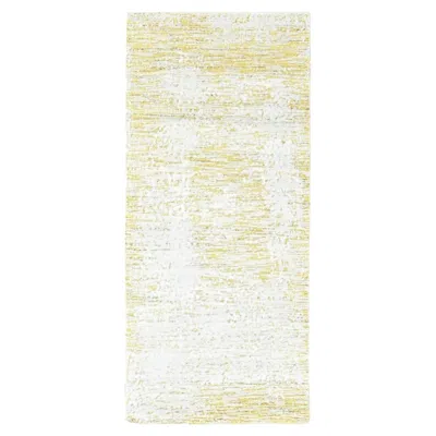 Pre-owned 1stdibs 2'7"x6' Yellow Modern Hand Loomed Wool And Silk Textured Runner Oriental Rug