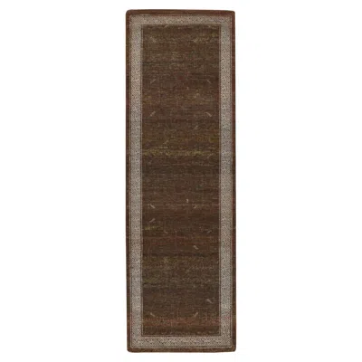 Pre-owned 1stdibs 2'7"x8'2" Brown Hand Knotted Khotan Influence Intricate Design Wool Runner Rug