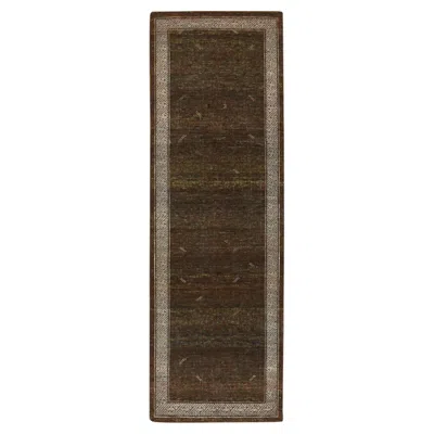 Pre-owned 1stdibs 2'7"x8'2" Brown Hand Knotted Khotan Influence Intricate Design Wool Runner Rug