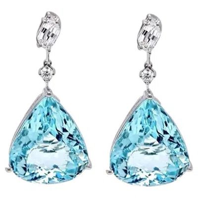 Pre-owned 1stdibs 28ct Neon Blue-green Paraiba Tourmaline Earring 18k Gold Gia Certified In Multi