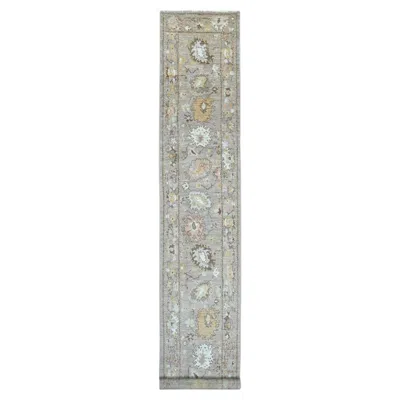 Pre-owned 1stdibs 2'8"x17'2" Brown Hand Knotted Afghan Angora Oushak Leaf Design Wool Runner Rug