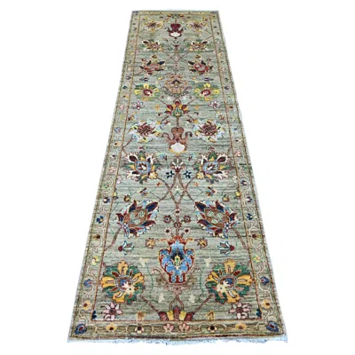 Pre-owned 1stdibs 2'8"x9'5" Light Green Ziegler Mahal All Over Design Hand Knotted Wool Runner Rug