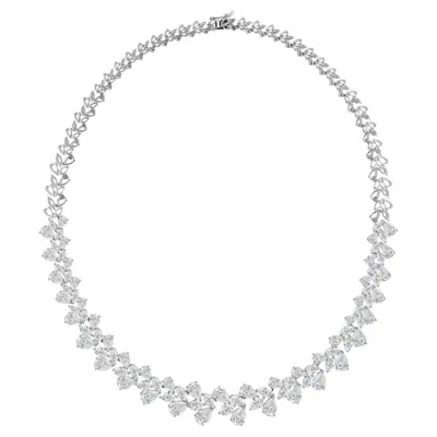 Pre-owned 1stdibs 29.12 Carats Natural Diamond Floral Statement Necklace In 18k White Gold
