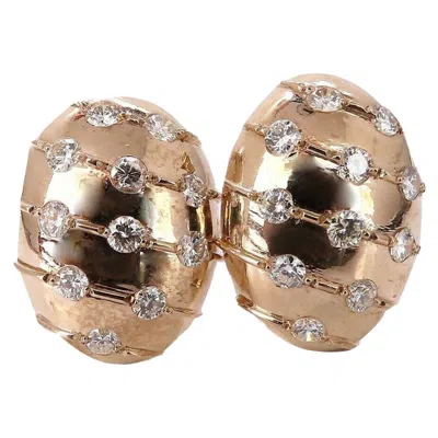 Pre-owned 1stdibs 2ct. Natural Round Diamond Dome Wave Clip Earrings 14kt Egg Shape** In Multi