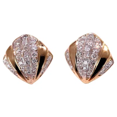 Pre-owned 1stdibs 2ct. Natural Round Diamond Shell Crest Clip Earrings 14kt* In Multi