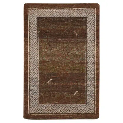 Pre-owned 1stdibs 2'x3'2" Brown Hand Knotted Khotan Influence Intricate Design Pure Wool Mat Rug