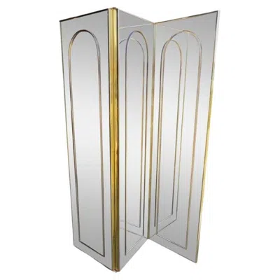 Pre-owned 1stdibs 3 Panel Double Sided Mirror Screen / Room Divider In Gray