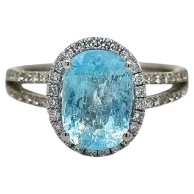 Pre-owned 1stdibs 3.04ct Vivid Neon Copper-bearing Blue-green Paraiba Tourmaline Ring 18k Wg In Multi