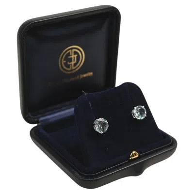 Pre-owned 1stdibs 3.15 Carat Round Cut Aquamarine Earrings. Platinum Prong Set Push Back In Multi