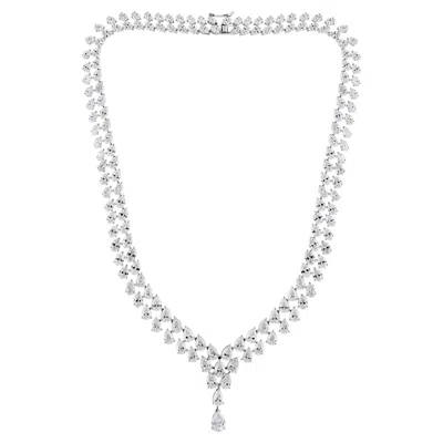Pre-owned 1stdibs 31.98 Carat Natural Si/h Pear Shape Diamond Necklace In 18k White Gold