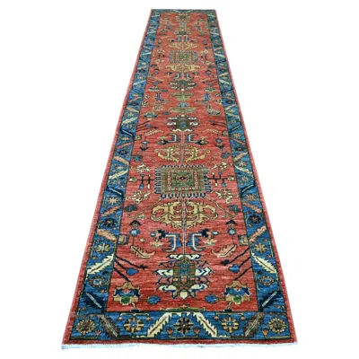 Pre-owned 1stdibs 3'1"x15'4" Orange Heriz All Over Design Hand Knotted Wool Runner Oriental Rug