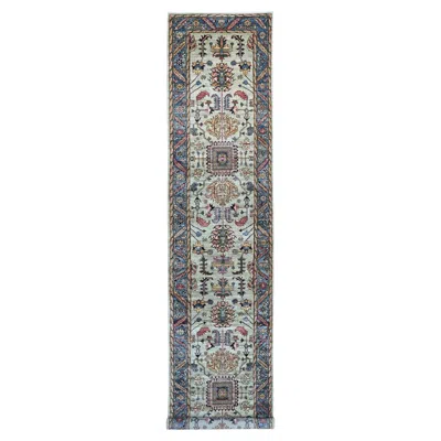 Pre-owned 1stdibs 3'1"x15'9" Green Aryana Collection Heriz Design Hand Knotted Wool Xl Runner Rug