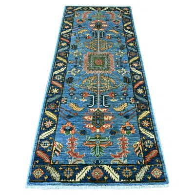 Pre-owned 1stdibs 3'1"x7'8" Blue Heriz All Over Design Aryana Grade Hand Knotted Wool Runner Rug