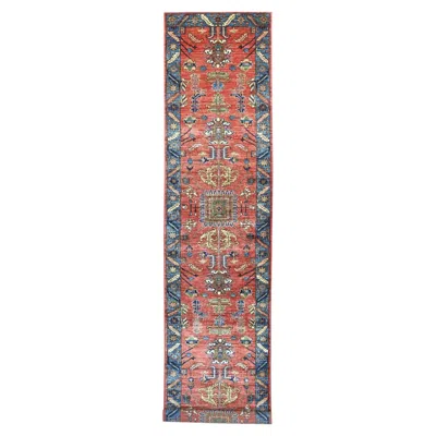 Pre-owned 1stdibs 3'2"x15'6" Red Aryana Collection Heriz Design Hand Knotted Soft Wool Runner Rug