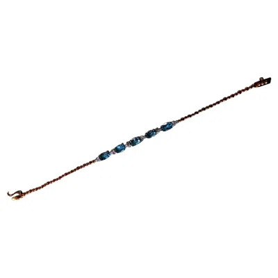 Pre-owned 1stdibs 3.34ct Natural Aquamarine Diamonds Tennis Bracelet 14kt Vivid Prime Aqua Blue* In Multi