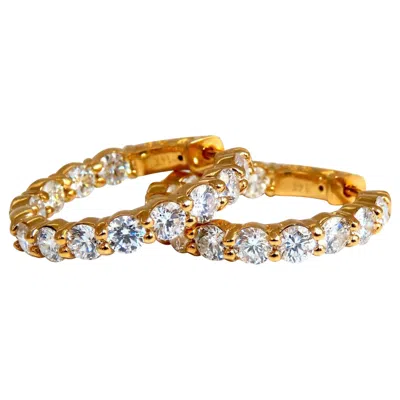 Pre-owned 1stdibs 3.45ct Natural Round Diamond Hoop Earrings 14kt Quarter Sized & Button Snap** In Multi