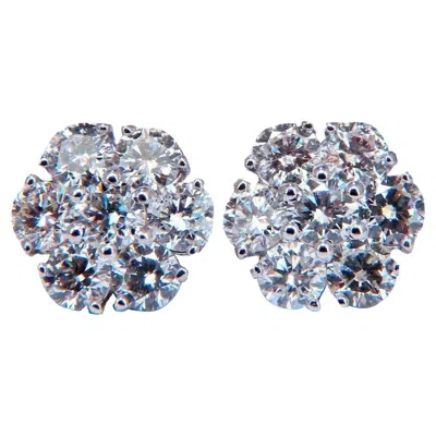 Pre-owned 1stdibs 3.47ct. Natural Round Diamond Cluster Earrings 14 Karat Floreta* In Multi