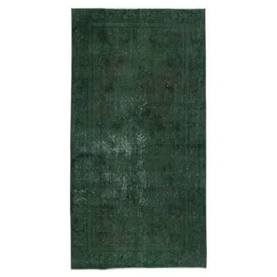 Pre-owned 1stdibs 3.5x6.8 Ft Modern Handmade Turkish Accent Rug In Dark Green. Floor Covering In Black