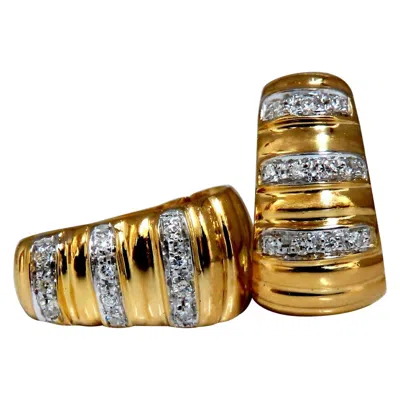 Pre-owned 1stdibs .36 Carat Natural Diamonds Stripped Staggered Row Bead Set Earrings 18 Karat* In Multi