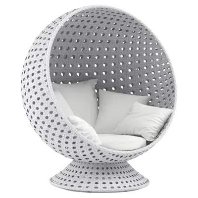 Pre-owned 1stdibs 360° Rotating Outdoor Cocoon Chair In Open Cane Webbing In Gray