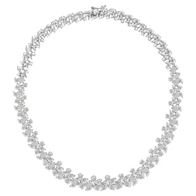 Pre-owned 1stdibs 36.81 Carats Natural Diamonds Floral Diamond Necklace 18k White Gold Jewelry