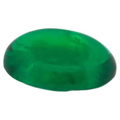 Pre-owned 1stdibs 3.75ct Natural Earth Cabuchon Zambian Emerald Gemstone Green Color Gwlab Cert