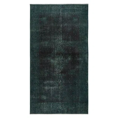 Pre-owned 1stdibs 3.7x7 Ft Contemporary Wool Accent Rug In Dark Green. Hand-knotted In Turkey In Black