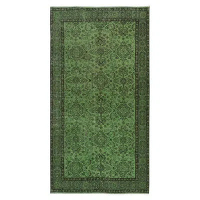 Pre-owned 1stdibs 3.7x7 Ft Vintage Turkish Area Rug Redyed In Green Color For Modern Interiors